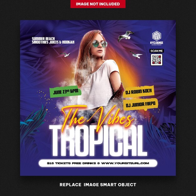 PSD folleto de verano tropical