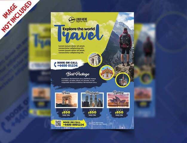 PSD folleto de viajes y tours