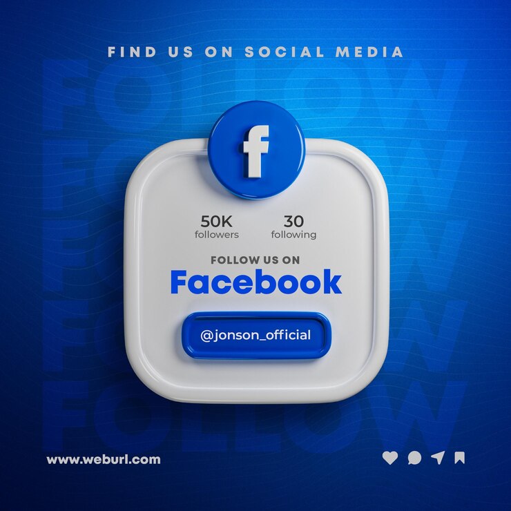 PSD follow us on facebook social media post 3d render banner