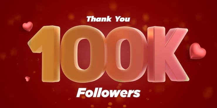 PSD follower grazie golden 100k numeri coriandoli e palloncini social network amici follower