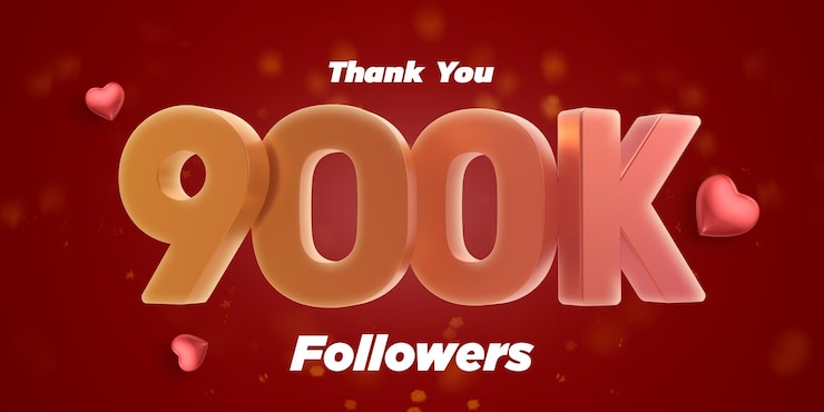 PSD follower grazie golden 900 k numbers coriandoli e palloncini social network amici follower