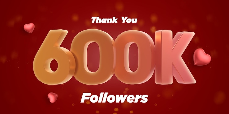 PSD followers grazie golden 600k numeri coriandoli e palloncini social network amici followers