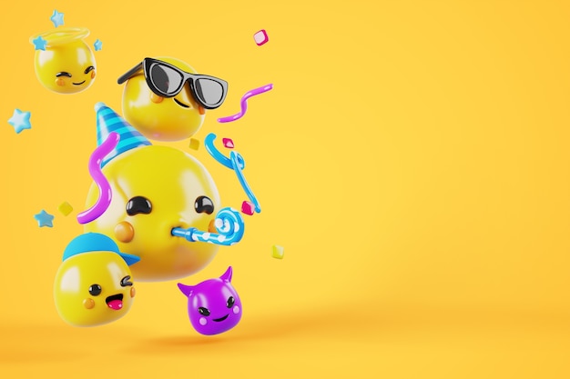 PSD fond 3d avec des emojis modernes