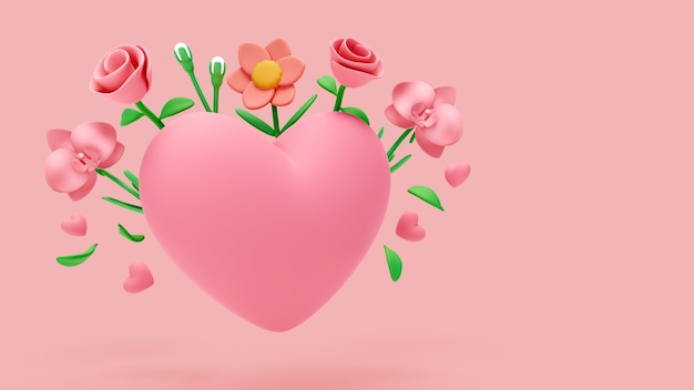 PSD fond 3d pour la célébration de la saint valentin