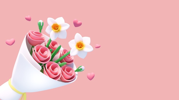 PSD fond 3d pour la célébration de la saint valentin