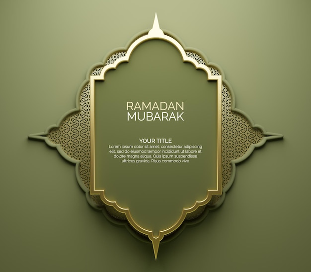 Fond 3d Ramadan Mubarak avec modèle de poste islamique