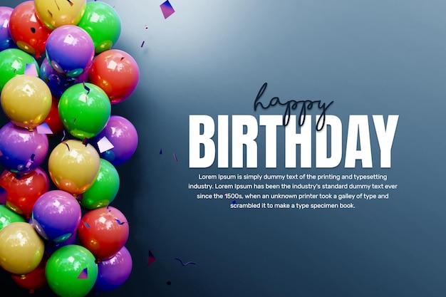 fond de bannière de célébration de joyeux anniversaire avec ballon coloré ou publication sur les médias sociaux d'anniversaire