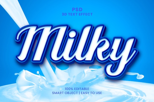 PSD un fond bleu avec un fond bleu qui dit effet de texte de lait.