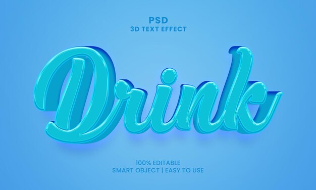 PSD un fond bleu avec le mot boisson en 3d.