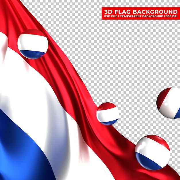 PSD fond de drapeau néerlandais avec ornement boule 3d