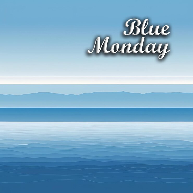 PSD un fond d'eau bleu avec une image d'un lac et les mots lune bleue dessus