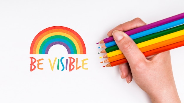 PSD fond de fierté gay avec des crayons de couleur