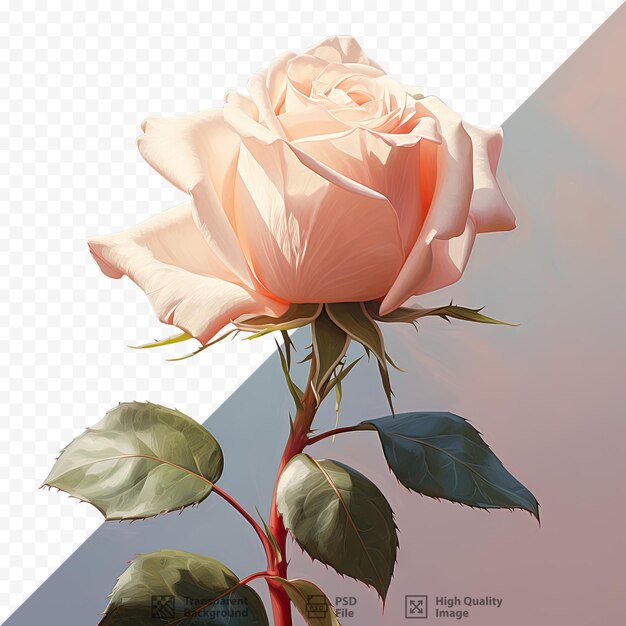 PSD fond flou transparent avec une rose