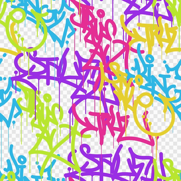fond graffiti avec lettres lettrage tags modèle sans couture