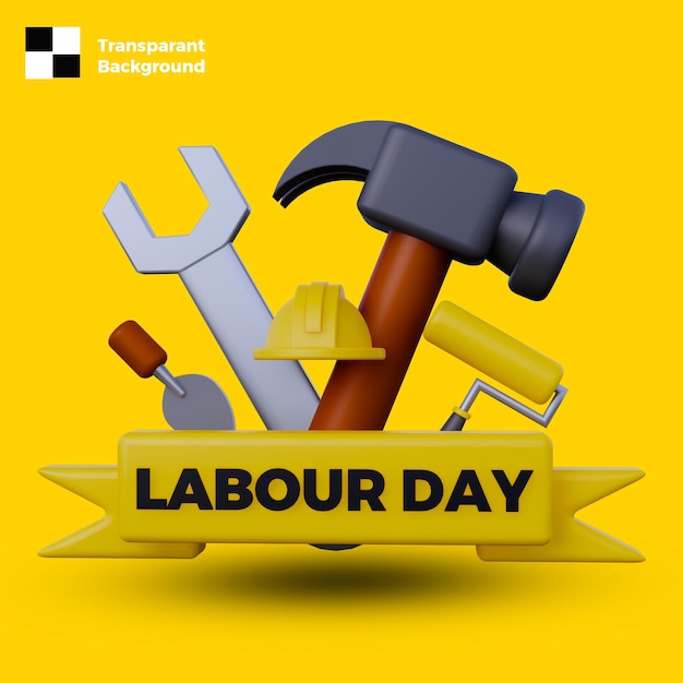 Un fond jaune avec une bannière qui dit la fête du travail.