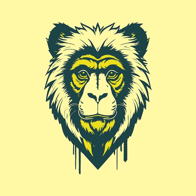 un fond jaune avec une tête de lion dessus
