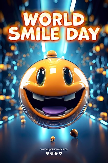 PSD fond de la journée mondiale du sourire et affiche smlie