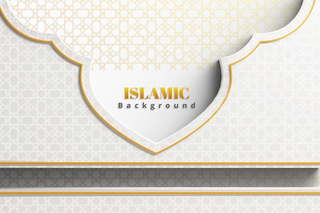 Fond de luxe de frontière d'ornement doré arabe islamique réaliste avec motif arabesque