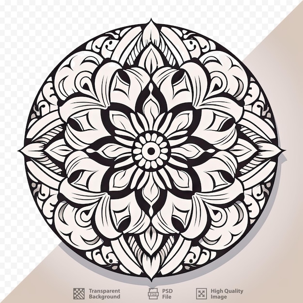 PSD fond de mandala avec motif géométrique ornement décoration et élément de design art zentangle pour colorier croquis de mandala floral pour coloriage