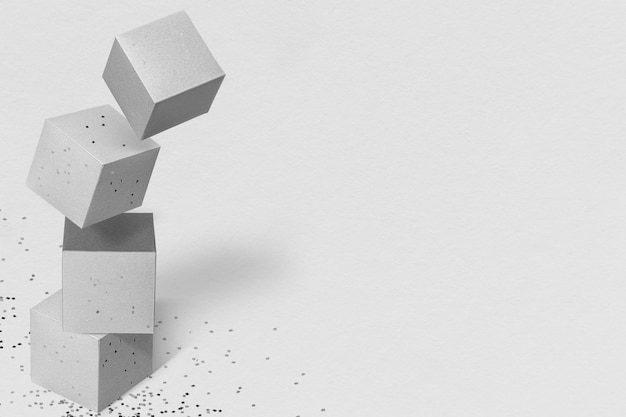 Fond à motifs cubiques en papier gris 3D