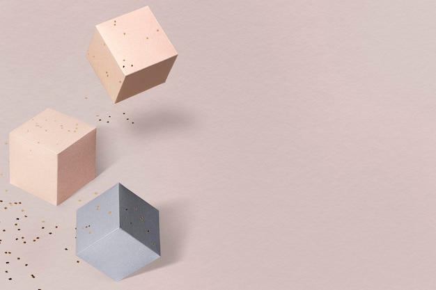 Fond à motifs cubiques en papier rose 3D