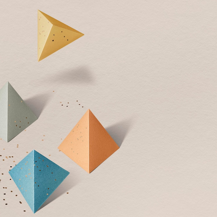 PSD fond à motifs de pentaèdre artisanal en papier coloré 3d