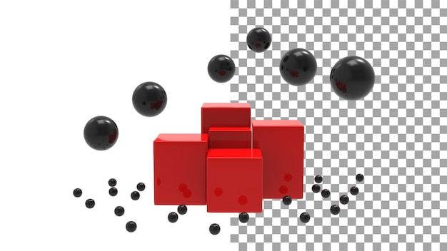 PSD fond multi-produits de forme carrée noir et rouge sans rendu 3d d'ombre