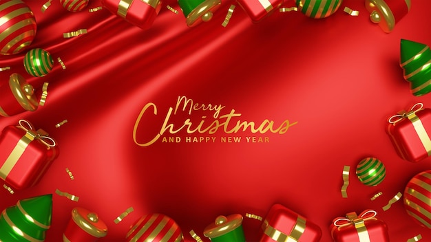 Fond de Noël avec des ornements 3d