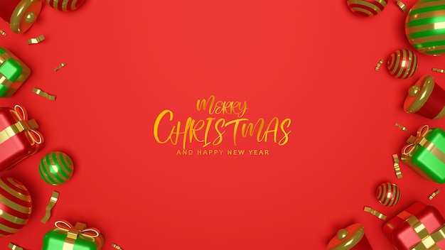 Fond de Noël avec des ornements 3d