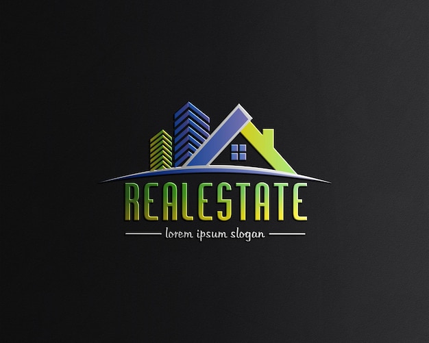 un fond noir avec un logo pour l'immobilier