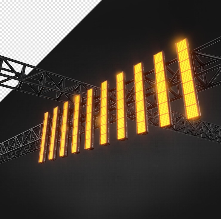 PSD un fond noir avec plusieurs lumières jaunes et un fond noir
