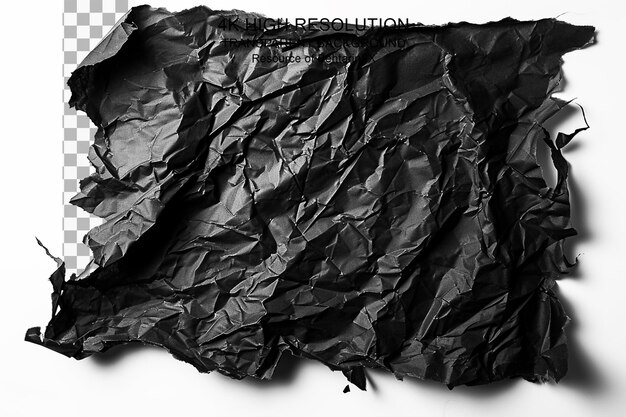 PSD fond de papier noir froissé déchiré sur fond transparent