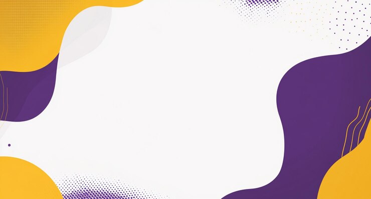 PSD fond plat vectoriel avec thème de couleur pourpre et jaune formes simples espace blanc au centre
