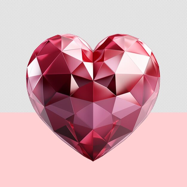 PSD fond polygonal de couleur rouge cœur transparent