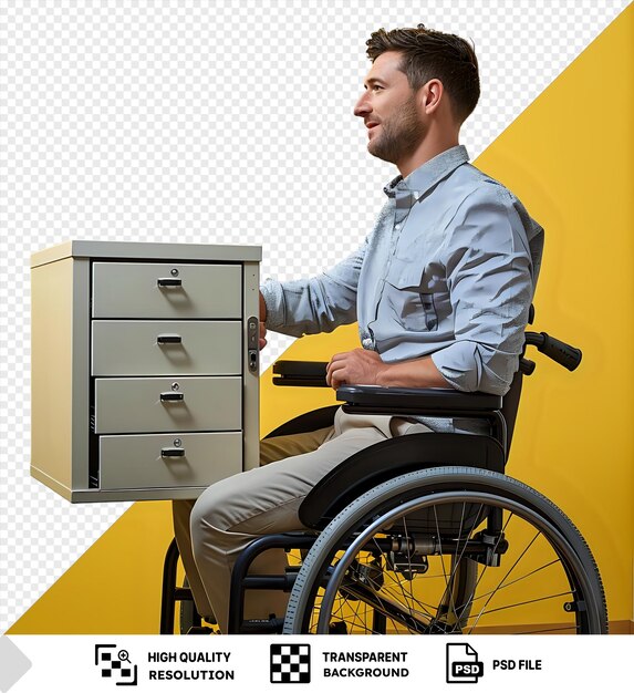 Fond Psd Transparent Tiroir D'ouverture En Fauteuil Roulant Sur Fond Jaune Png