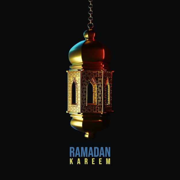 Fond de ramadan kareem 3d avec lampe dorée