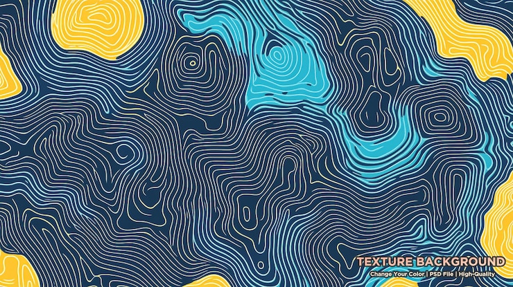 PSD le fond de la topographie les lignes de gradient bleu le paysage de navigation