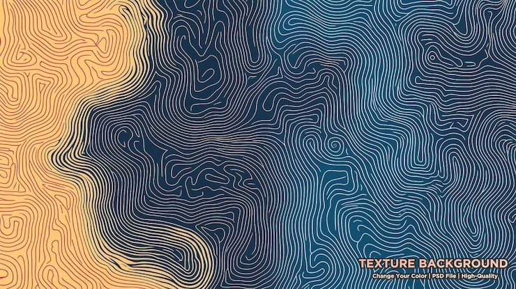 PSD le fond de la topographie les lignes de gradient bleu le paysage de navigation