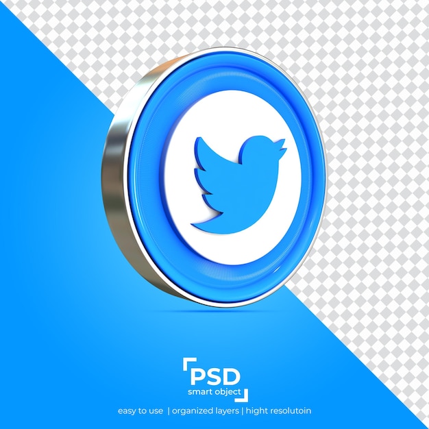 Fond de transparence de l'application de vue gauche Twitter et contour en métal