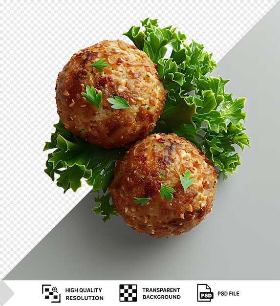 PSD fond transparent avec des aliments de falafel isolés sur une surface blanche