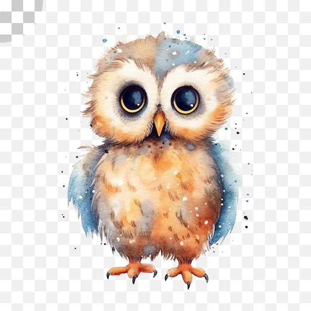 PSD fond transparent à l'aquarelle de bébé hibou