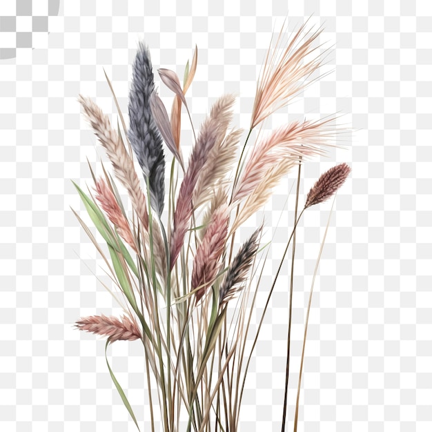 PSD fond transparent à l'aquarelle de pampas