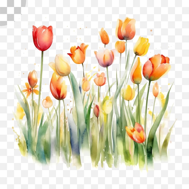 PSD fond transparent aquarelle tulipe