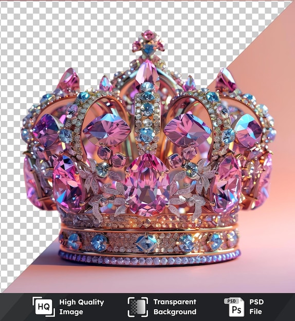 PSD fond transparent bijoux de couronne psd avec une couronne et une ombre bleue