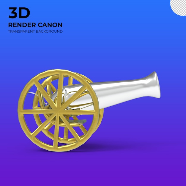 PSD fond transparent de canon d'argent de rendu 3d