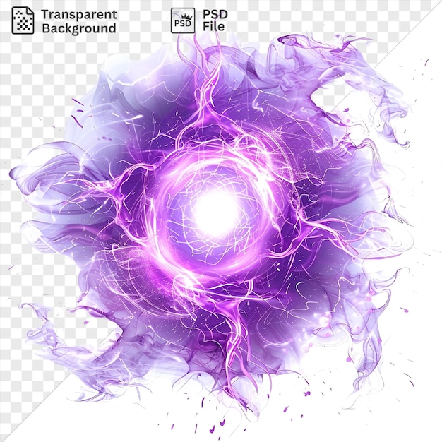 PSD fond transparent avec des champs d'énergie abstraits isolés symbole vectoriel aura violet et fractal blanc sur un fond isolé