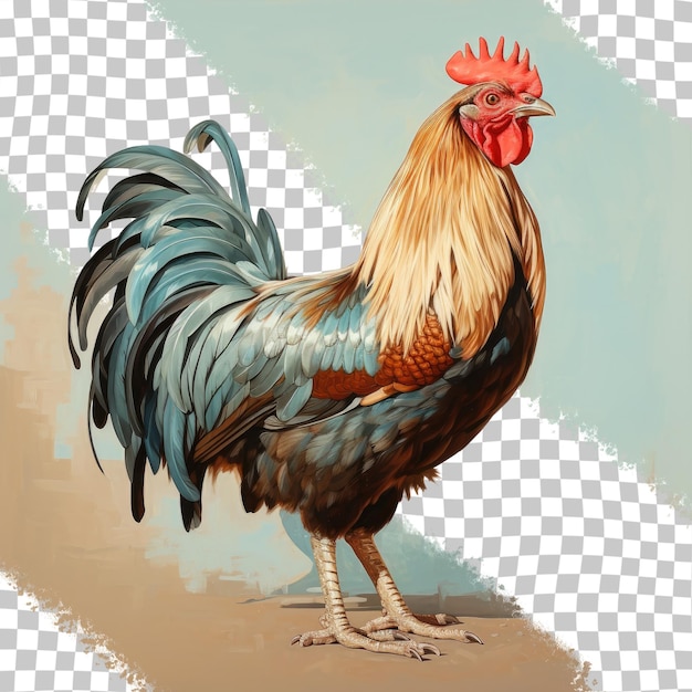 PSD fond transparent coq isolé