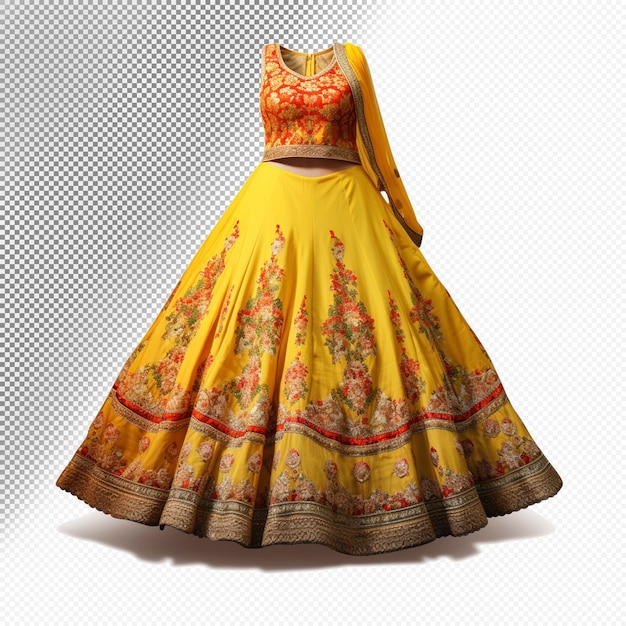 PSD fond transparent de couleur rouge lehenga