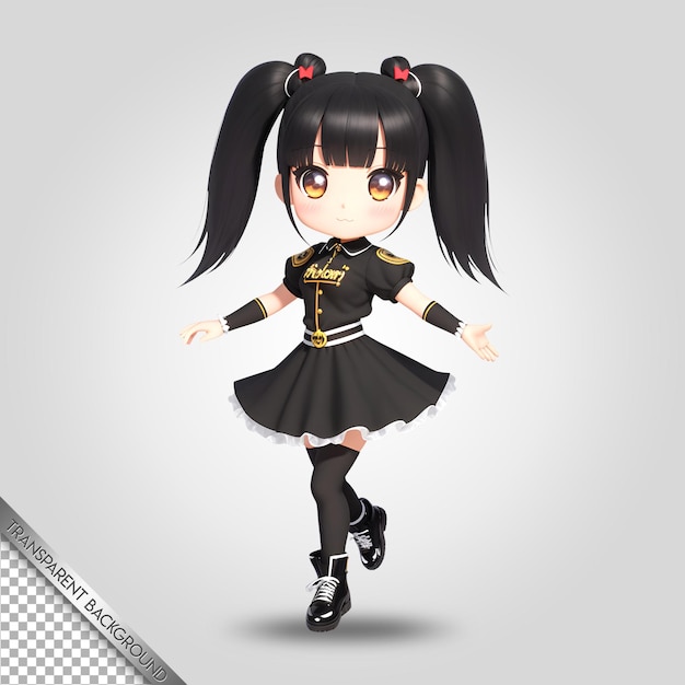 Fond transparent de dessin animé mignon personnage chibi