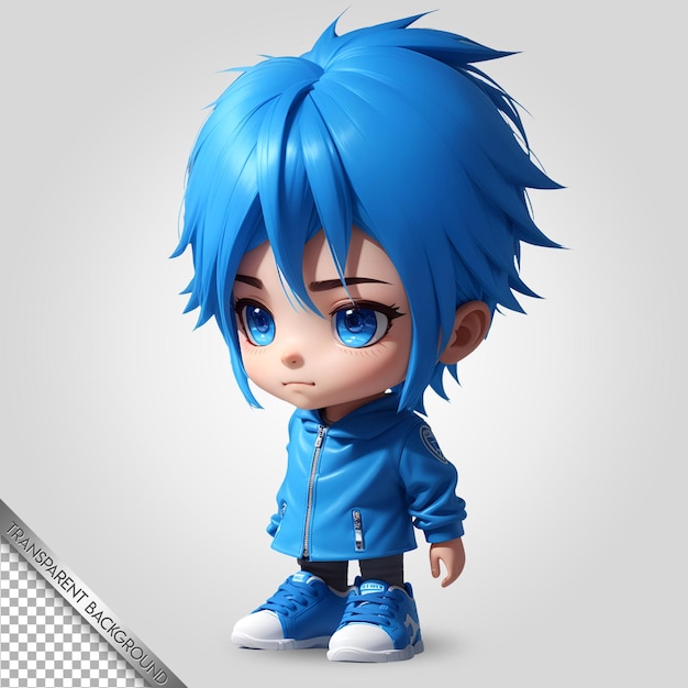 PSD fond transparent de dessin animé mignon personnage chibi